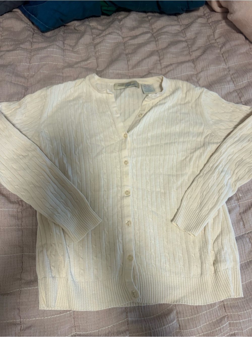 Women's Cream Cable-Knit Button-Front Cardigan